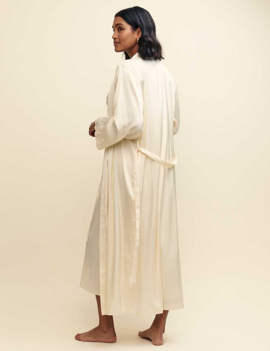 Irvory Robe Ivory Satin Cutwork Robe