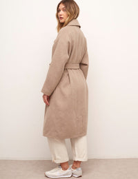 Oatmeal Hadrian Belted Long Wool Coat