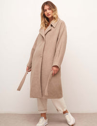 Oatmeal Hadrian Belted Long Wool Coat