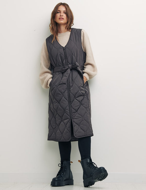 Brown Kate Longline Onion Quilted Gilet