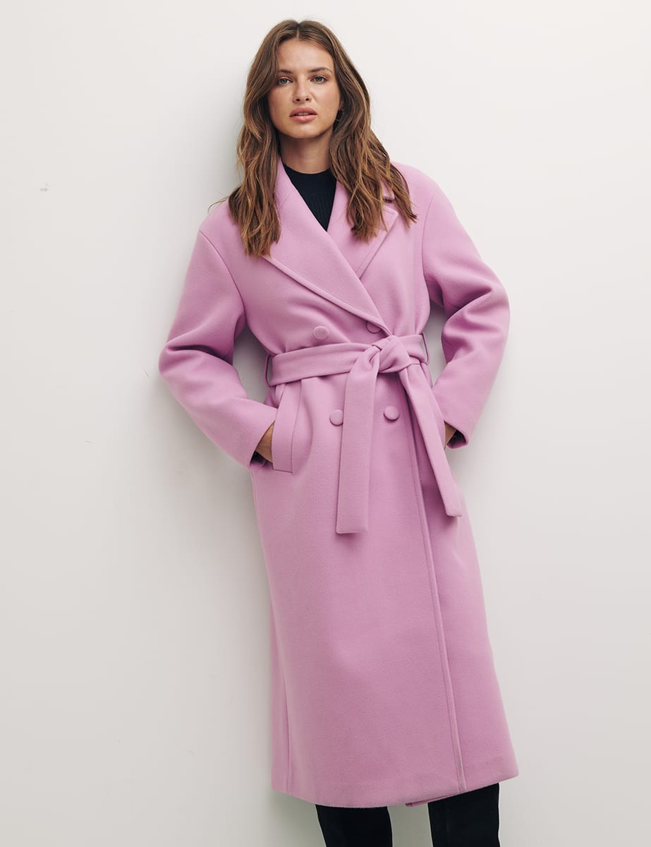 Pink Next Purple Belted Coat Lilac Holly Long Belted Wrap Coat