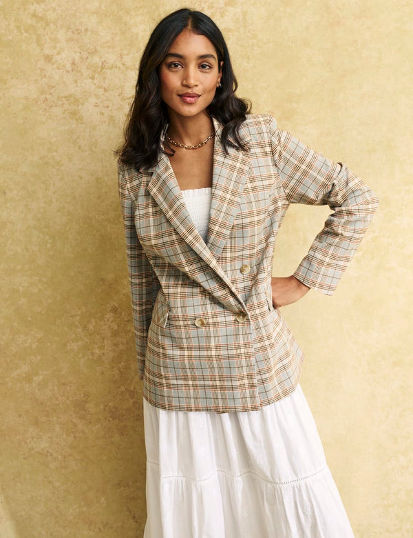 Check Double Breasted Blazer