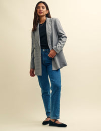 Black Puppytooth Check Double Breasted Blazer