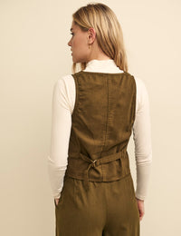 Khaki Green Twill Waistcoat