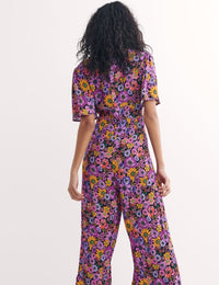 Purple Big Floral Daisy Jumpsuit
