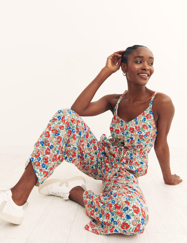 Multi Ditsy Floral Olive Jumpsuit