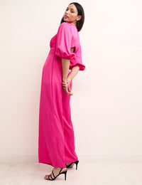 Pink Puff Sleeve Melita Jumpsuit