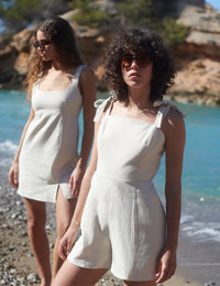 Cream Tie Shoulder Meg Playsuit