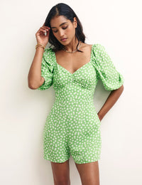 Green Floral Sweetheart Joan Playsuit