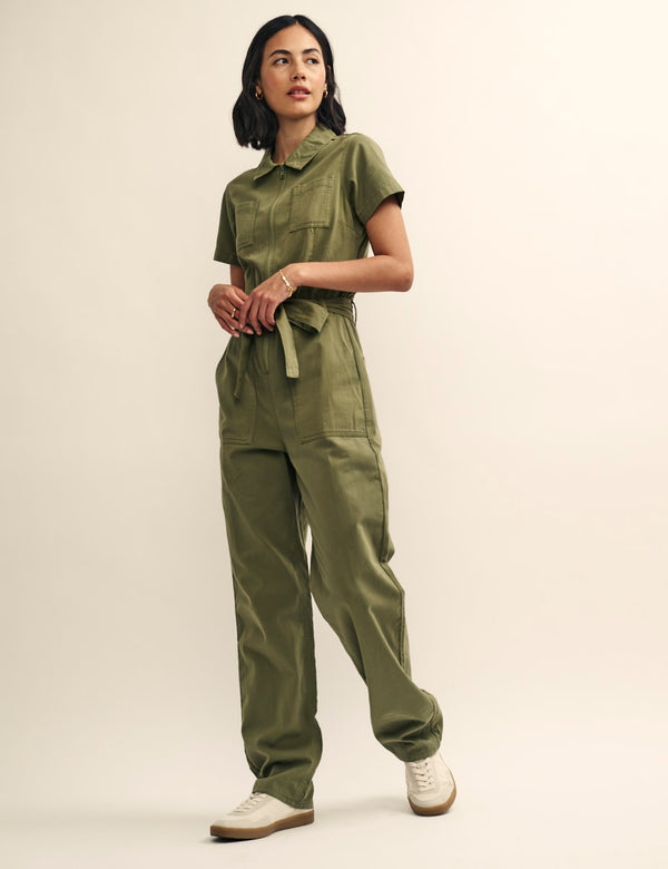 Khaki Utility Zip Up Portland Jumpsuit