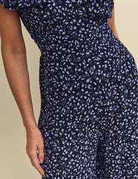Purple Ditsy Floral Flutter Sleeve Suki Jumpsuit