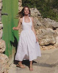 White Broderie Halterneck Hallie Midi Dress