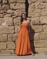 Orange Tiered Bandeau Tabitha Maxi Dress
