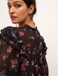 Black Floral Bailey Smock Blouse
