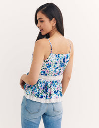 Blue Floral Broderie Sylvia Top