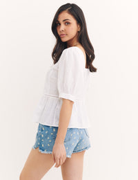 White Sabrina Top