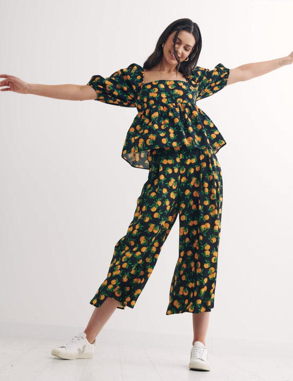 Black Sassy Orange Eugenia Blouse