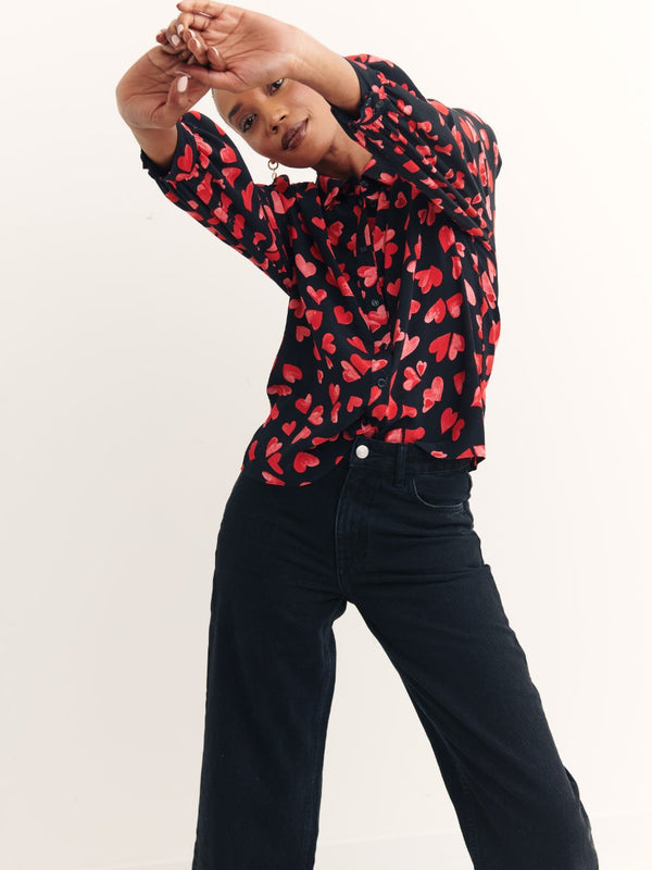 Black Meredith Heart Zara Blouse