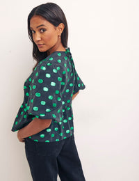 Taffeta Spot Green Bernie Blouse