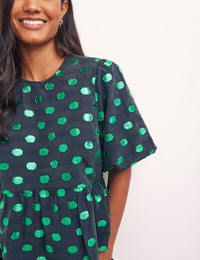Taffeta Spot Green Bernie Blouse