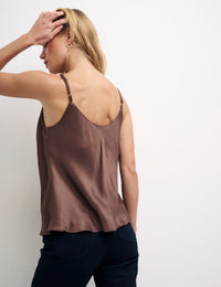 Brown Sophia Satin Cami Top