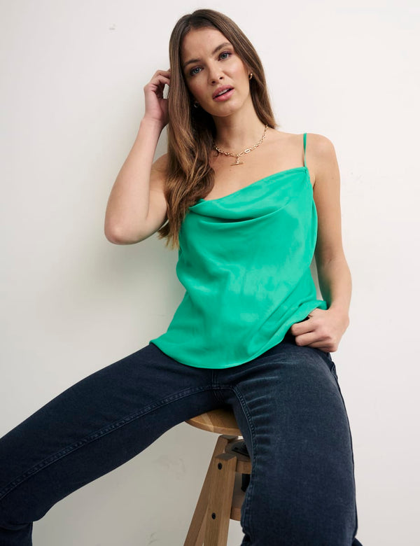 Green Sophia Satin Cami Top