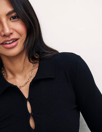 Black Long Sleeve Sutton Top