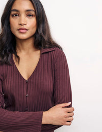 Brown Sidney Button Through Top