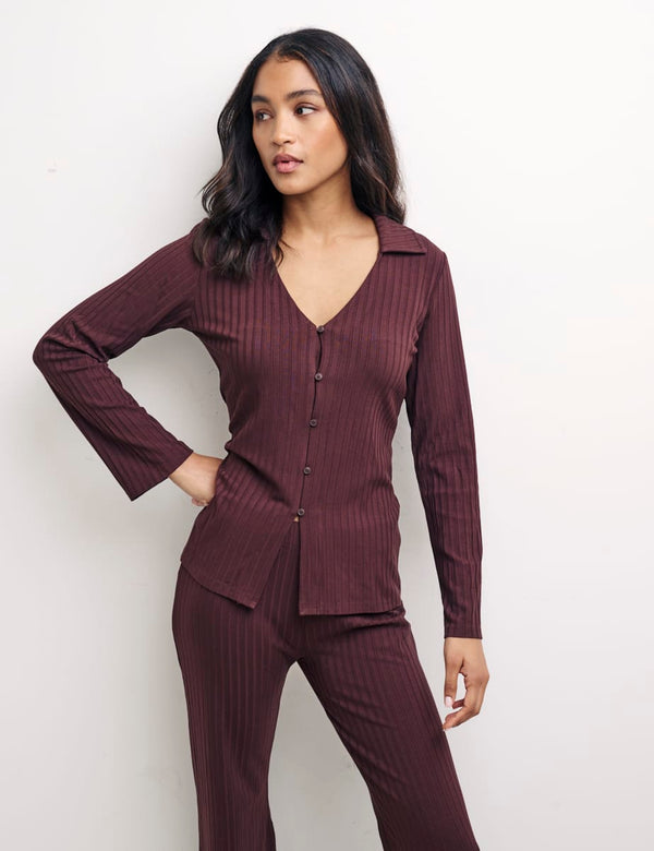 Brown Sidney Button Through Top