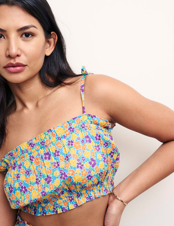 Retro Floral Willow Crop Top
