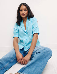 Blue Heart Print Melissa Top