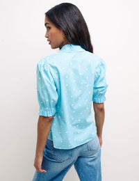 Blue Heart Print Melissa Top