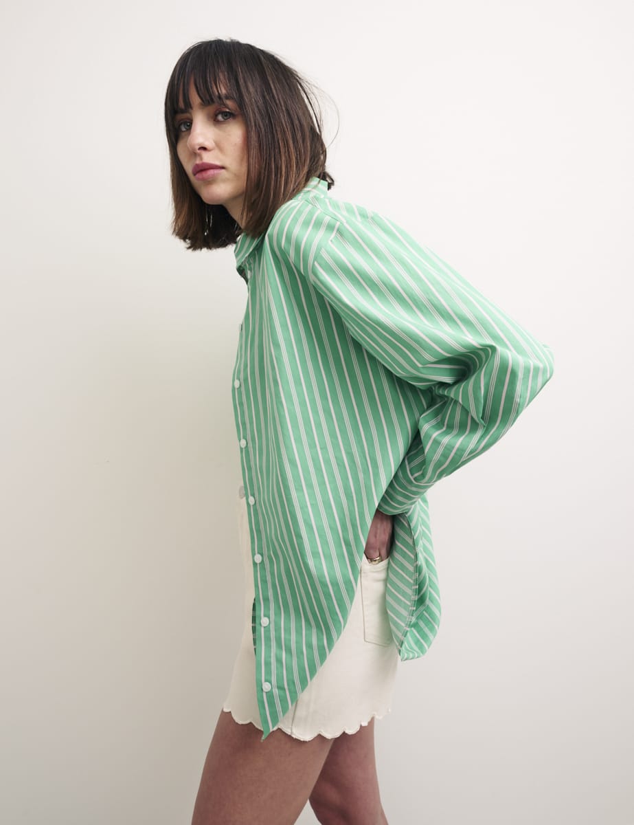 Green Stripe Oversized Shirt