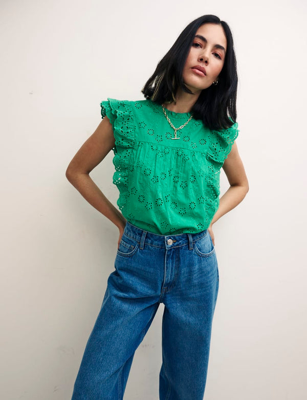 Green Broderie Una Top