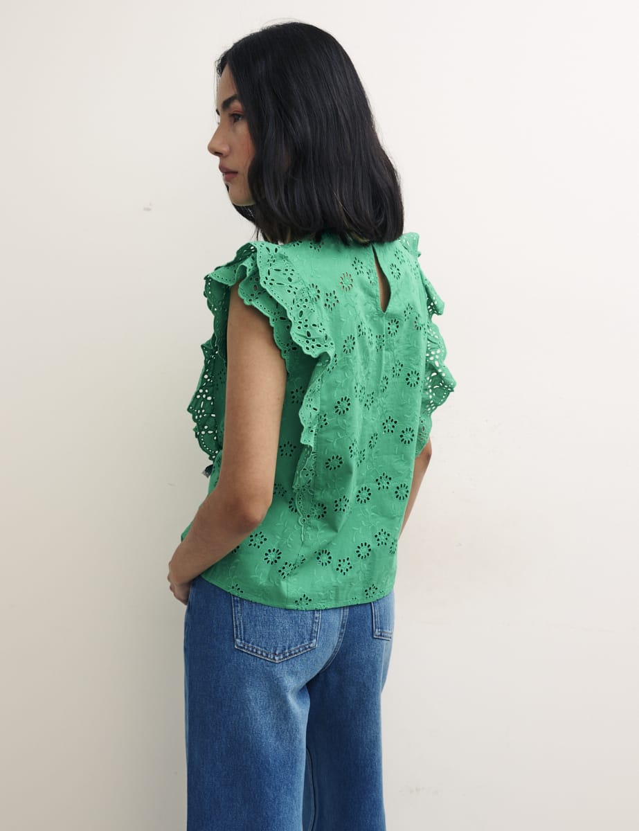 Green Broderie Una Top