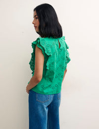 Green Broderie Una Top