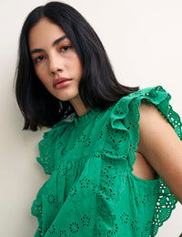Green Broderie Una Top