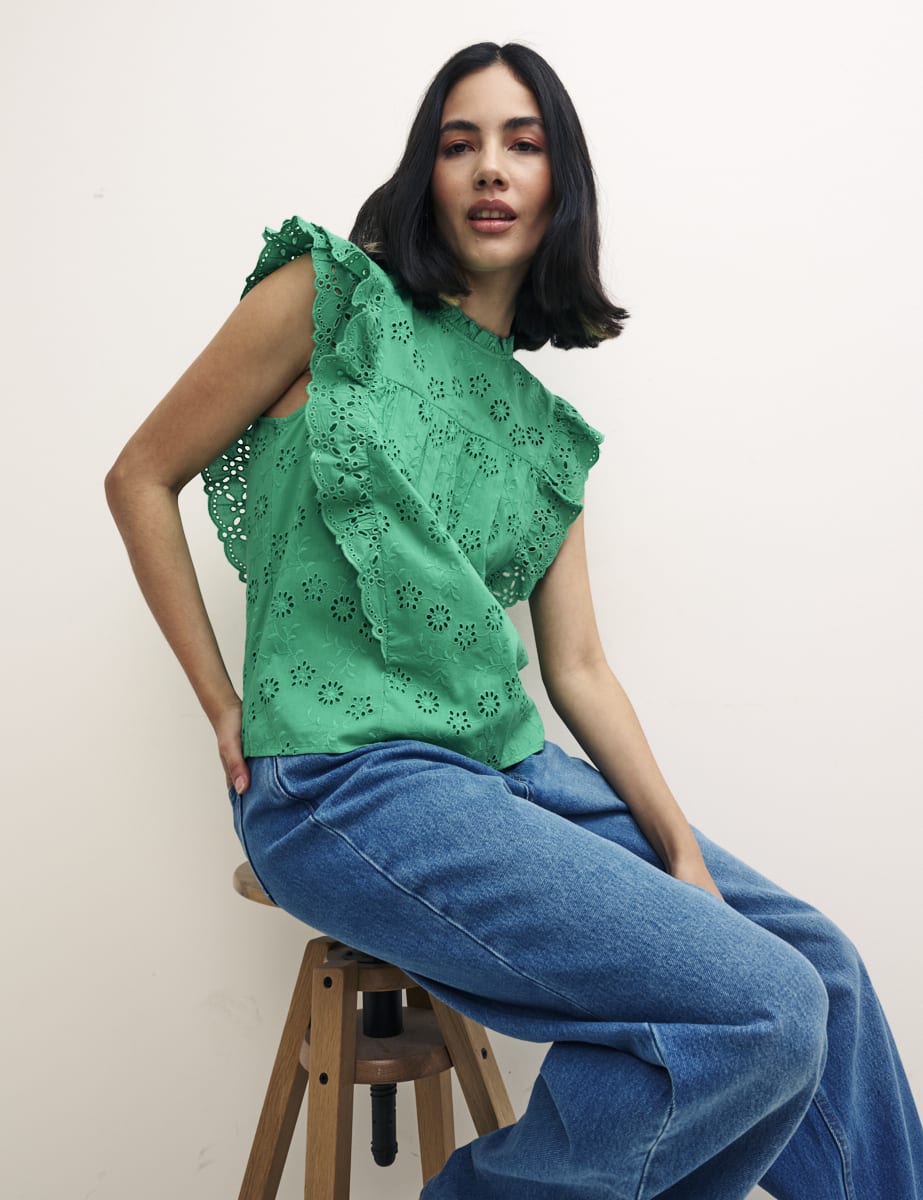 Green Broderie Una Top