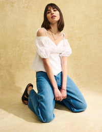 White Broderie Bardot Blouse