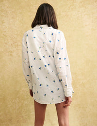 White Blueberry Embroidered Cotton Shirt