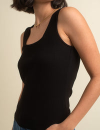Black Square Neck Vest