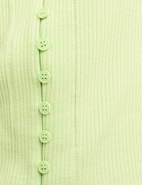 Lime Green Short Sleeve Button Through Top