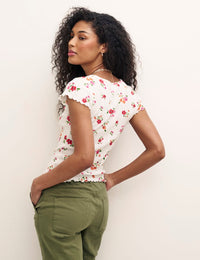 White Floral Short Sleeve T-Shirt