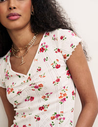 White Floral Short Sleeve T-Shirt