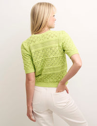 Green Knitted Short Sleeve Crochet Jumper