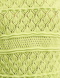 Green Knitted Short Sleeve Crochet Jumper