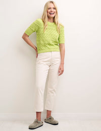 Green Knitted Short Sleeve Crochet Jumper