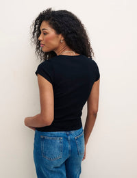 Black Button Front T-Shirt