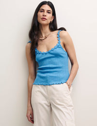 Daisy Chain Trim Blue Cami Top