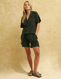 Khaki Towelling Short Sleeve Shirt